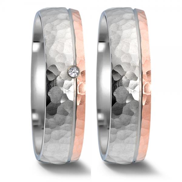 Trauringe Weiss-Rotgold von Weidner 62070 + 72070